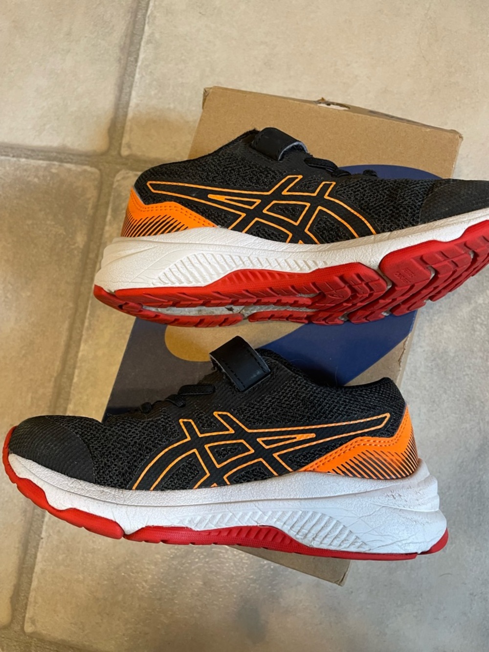 Asics Kids Black, Orange & Red Hook-and-Loop Sneakers